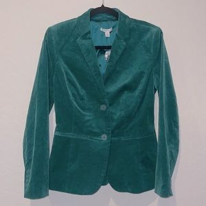 Isaac Mizrahi Live! Green Corduroy single breasted 2 button Blazer size 4 NEW